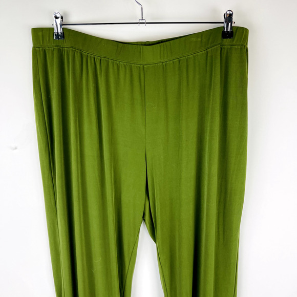 Susan Graver Sz 3XT Tall Plus Liquid Knit Pull On Wide Leg Pants Green - Picture 3 of 10